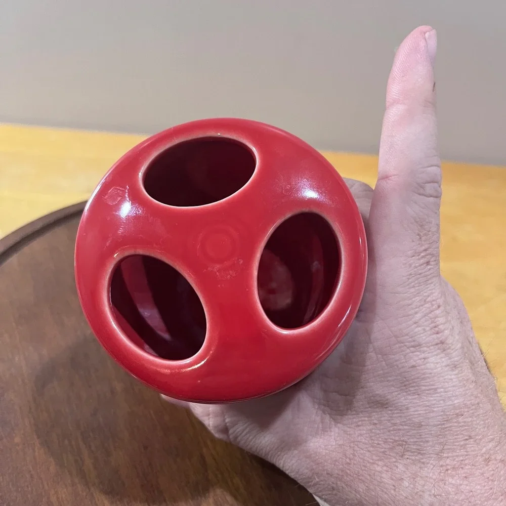 Fiesta Scarlet Red Toothbrush Holder Vtg Art Deco‎ Ceramic HLC USA 4.5